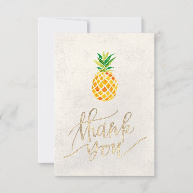 watercolor pineapple tropical thank you (Front)