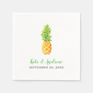 Watercolor Pineapple Wedding Napkins