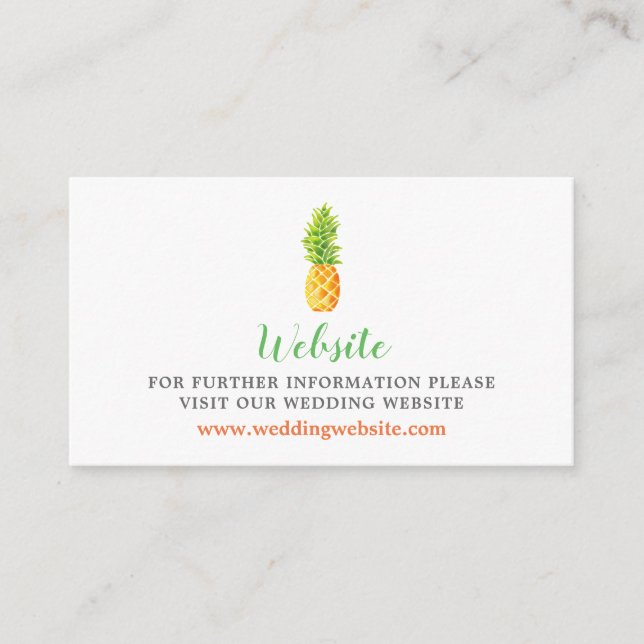 Watercolor Pineapple Wedding Website Enclosure Card (Front)