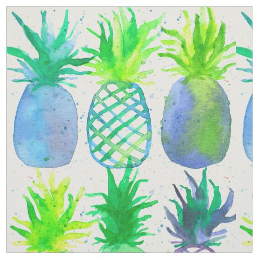 Watercolor Pineapples Fruit Pattern Fabric