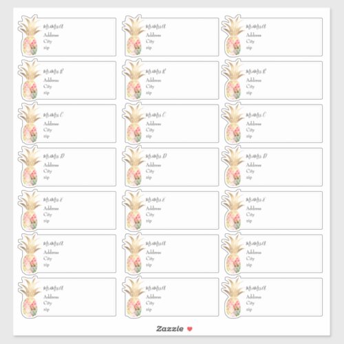 Watercolor Pineapples Guest Address  Labels