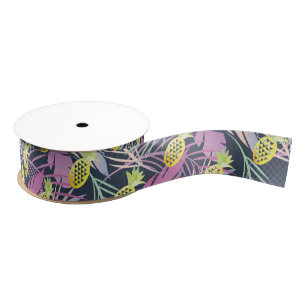 Watercolor Pineapples Luau Multicolor Tropical Grosgrain Ribbon