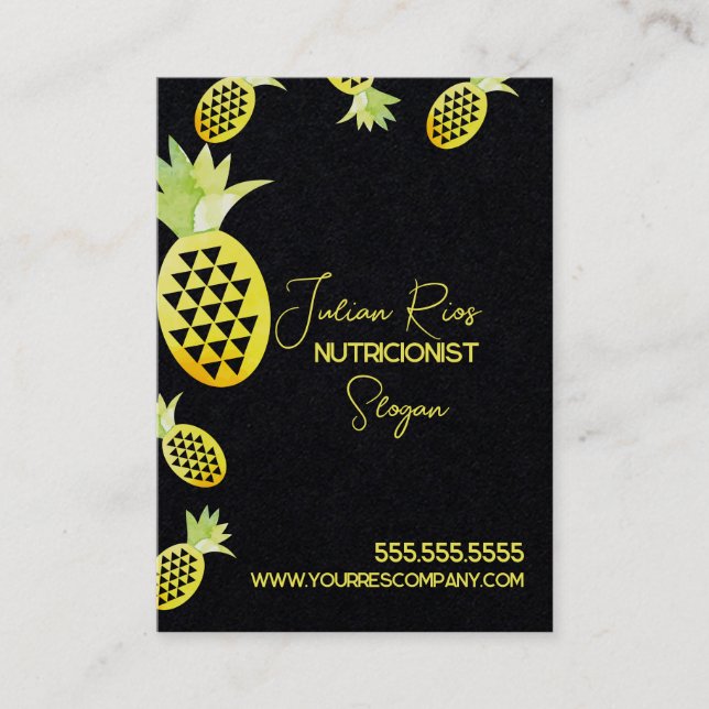 Watercolor Pineapples Nutritionist Fruit  Business Card (Front)