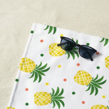 watercolor pineapples pattern beach towel