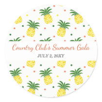 watercolor pineapples pattern classic round sticker