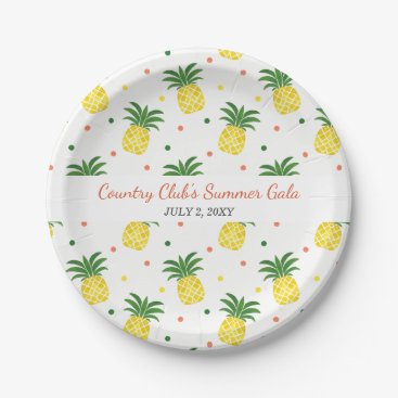 watercolor pineapples pattern paper plates