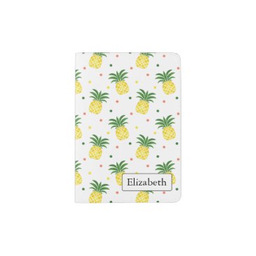 watercolor pineapples pattern passport holder