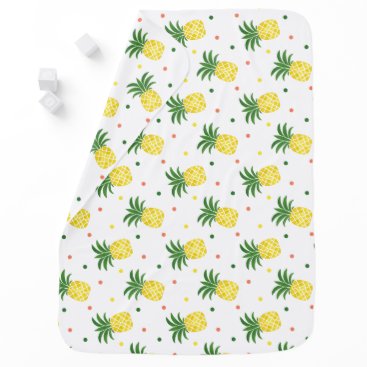 watercolor pineapples pattern receiving blanket