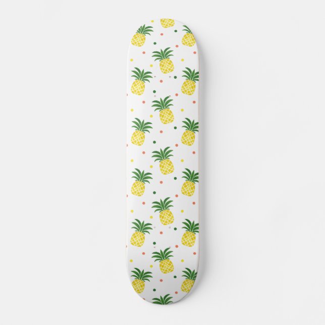 watercolor pineapples pattern skateboard deck (Front)