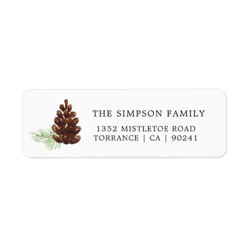Watercolor Pinecone Holiday Return Address Labels