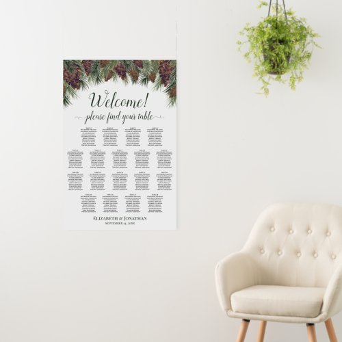 Watercolor Pinecones 18 Table Rustic Seating Chart Foam Board