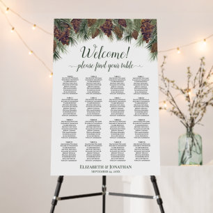 Watercolor Pinecones Rustic 16 Table Seating Chart Foam Board