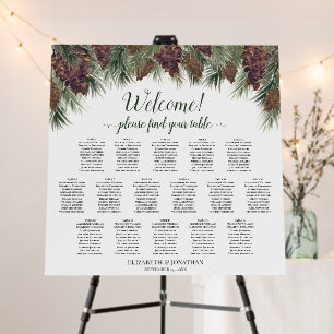 Watercolor Pinecones Rustic 16 Table Seating Chart Foam Board