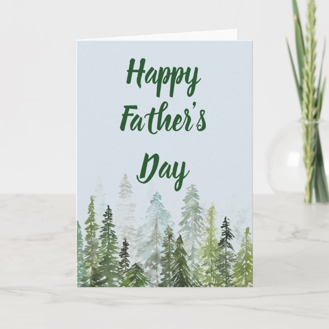 Watercolor Pines Father's Day Customizable Card (Front)