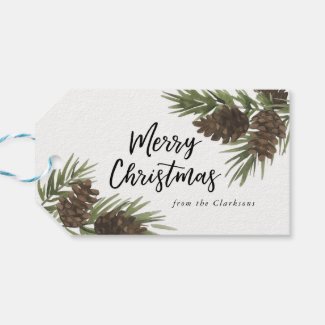 Watercolor Pines Gift Tag