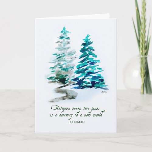 Watercolor Pines John Muir Nature Outdoors Quote Card