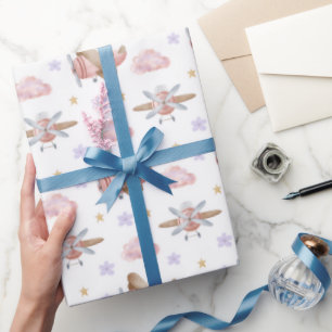 Watercolor Pink Airplane Wrapping Paper
