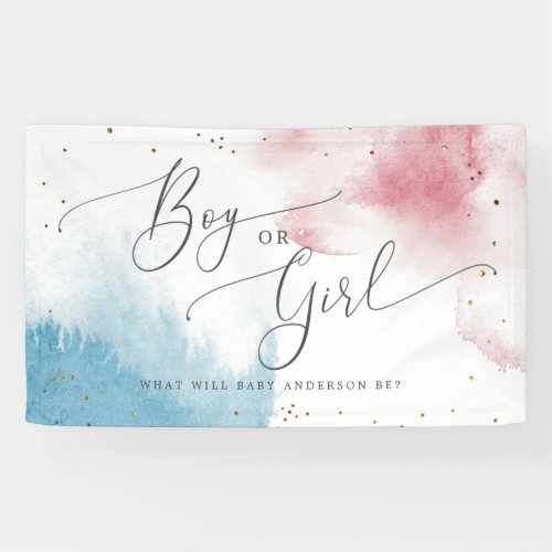 Watercolor Pink and Blue Gender Reveal Party Banner