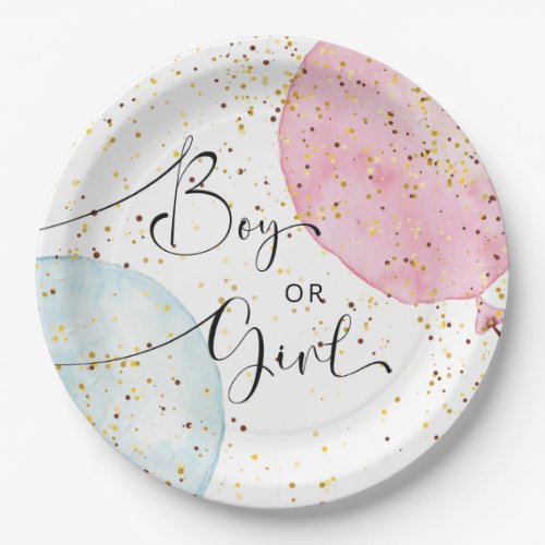 Watercolor Pink and Blue Gender Reveal Party  Paper Plates