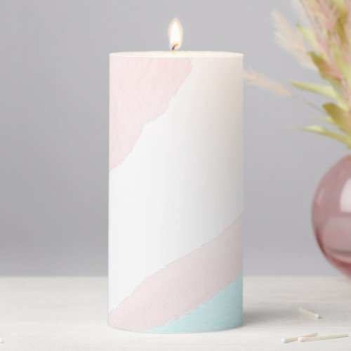 Watercolor Pink and Blue Gender Reveal Party Pillar Candle