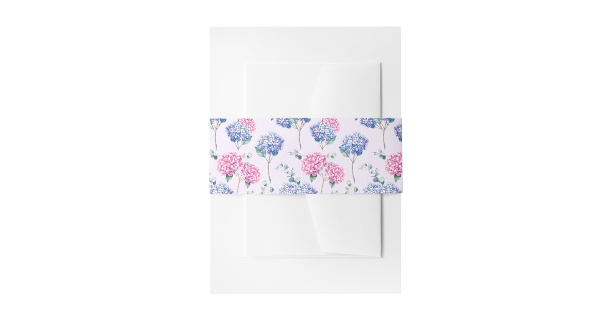 Watercolor Pink and Blue Hydrangeas Floral Pattern Invitation Belly ...