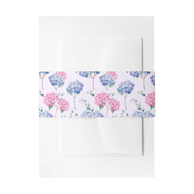Watercolor Pink and Blue Hydrangeas Floral Pattern Invitation Belly ...