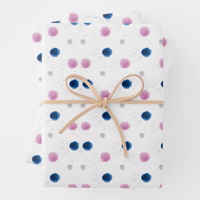 Watercolor pink and blue  wrapping paper sheets (In situ)