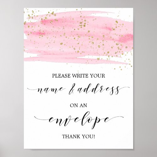 Watercolor Pink and Gold Address An Envelope Sign