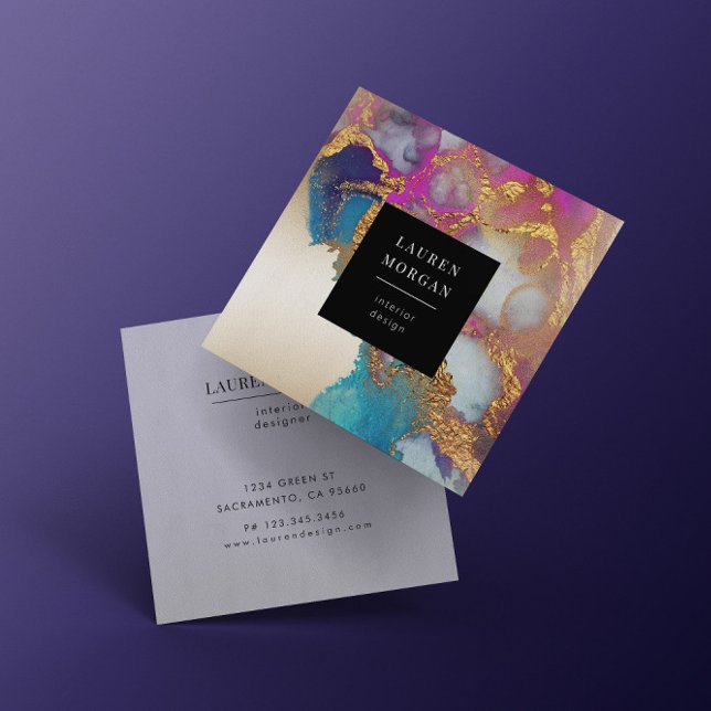 Watercolor Pink and Gold Faux Foil Business Card (Creator Uploaded)