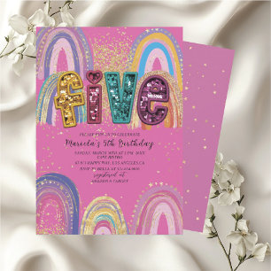  Watercolor pink and gold stars  BirthdaInvitation Invitation