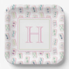 Watercolor Pink and Green Mahjong Tiles Monogram