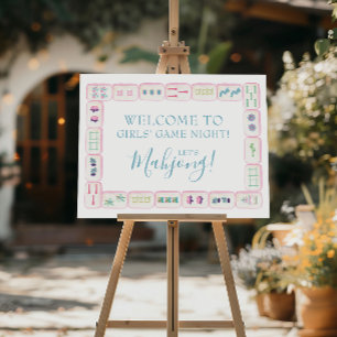 Watercolor Pink and Green Mahjong Tiles Party Foam Board