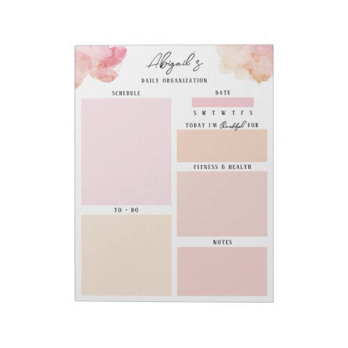 Watercolor Pink and Orange Custom Plans Notepad
