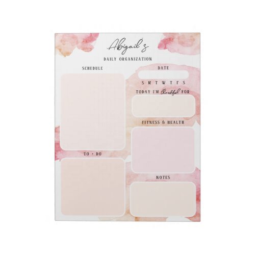 Watercolor Pink and Orange Custom Plans Notepad