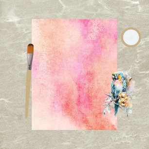 Watercolor Pink and Orange Scrapbook Paper