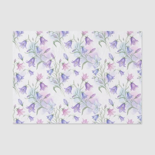 Watercolor Pink and Purple Bellflowers  Tissue Paper