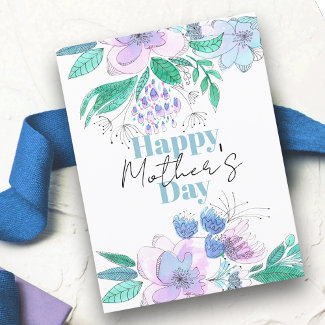 Watercolor Pink and Purple Blossoms Mother's Day
