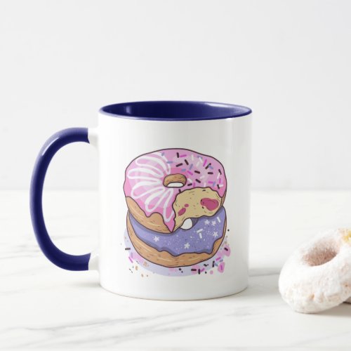 Watercolor Pink And Purple Donuts With Sprinkles Mug