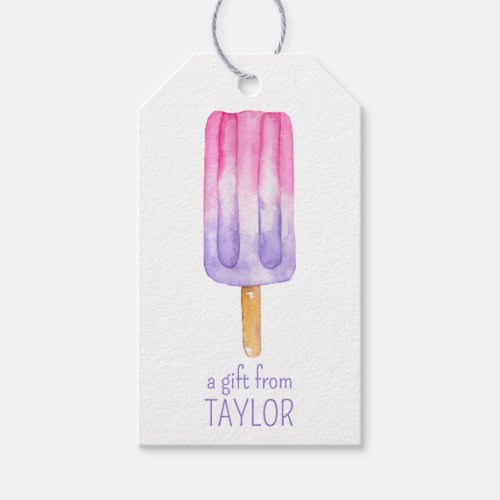 Watercolor Pink and Purple Popsicle Gift Tags