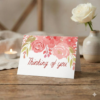Watercolor Pink and Red Floral Sympathy Card