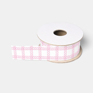 Watercolor Pink and White Bamboo Stripes Grosgrain Ribbon