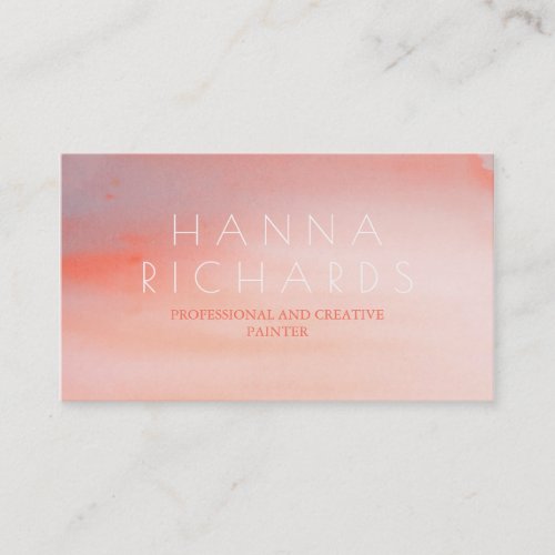 Watercolor Pink and White Modern Swash Business Card