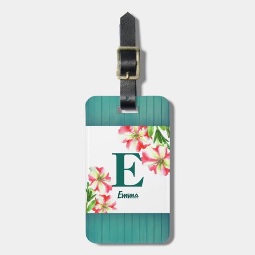 Watercolor Pink and White Petunias Illustration Luggage Tag