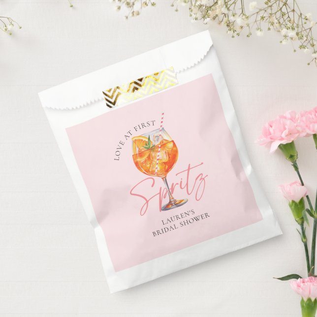 Watercolor Pink Aperol Spritz Bridal Shower Favor Bag (Sealed)