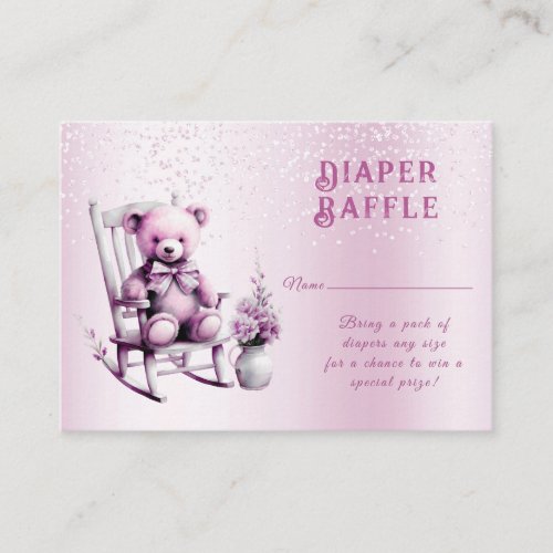 Watercolor Pink Baby Bear Baby Shower Enclosure Card