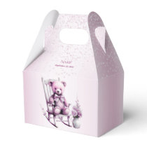 Watercolor Pink Baby Bear Favor Box