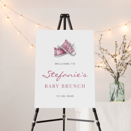 Watercolor Pink Baby Shoes Its a Girl Baby Brunch Foam Board