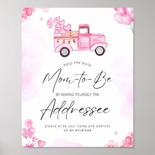 Watercolor Pink Baby Shower Address Envelope Poster