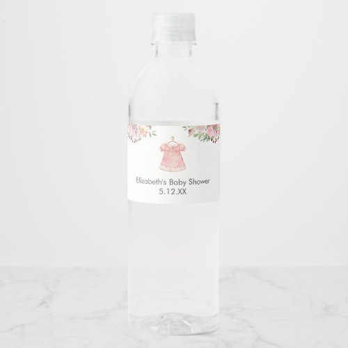 Watercolor Pink Baby Shower Water Bottle Labels