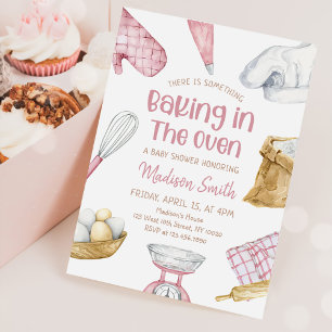 Watercolor Pink Baking Baby Girl Shower Invitation
